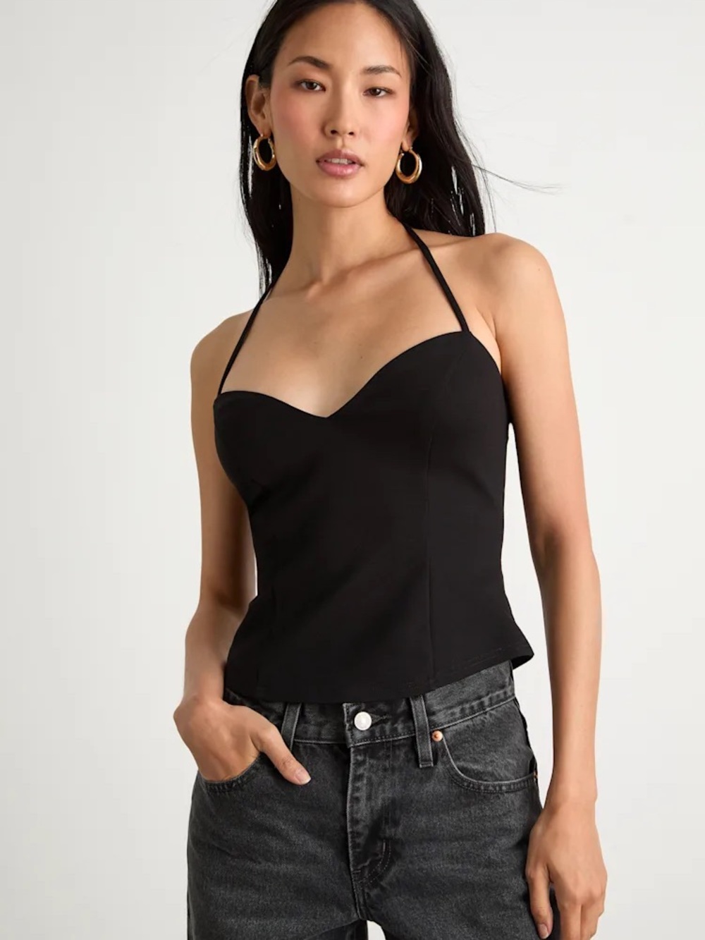 Lulus Renan Black Halter Neck Top